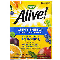 Вітаміни для чоловіків Alive! 50 таб (тільки 1 таб у день) полівітаміни nature's Way USA