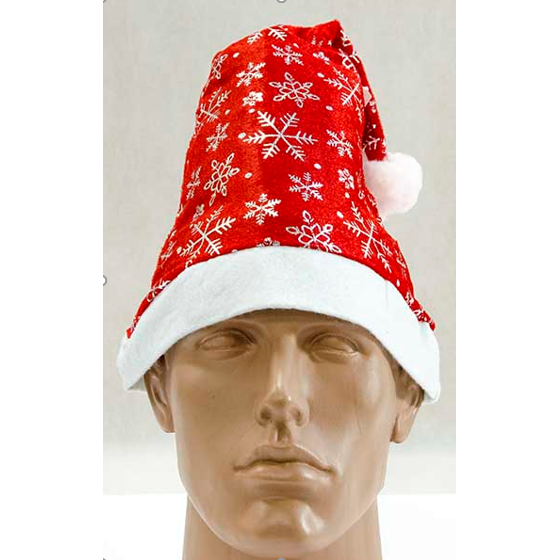 Шапка новорічна "Діда Мороза" зі сніжинками 27 * 37cm (NYA170136), фото 1