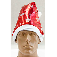 Шапка новорічна "Діда Мороза" глянцева зі сніжинками 29 * 40cm (NYA170137)