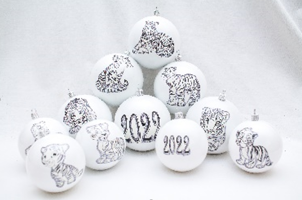 Куля новорічна D-80 "СИМВОЛ РОКУ" (Тінь) 6 шт/уп (ціна за шт), фото 1