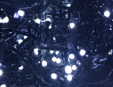 Гірлянда чорний провід "матова лампочка" 200 колір білий 10м; (МЧ-200Б)1/100, фото 1