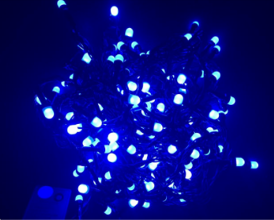 Гірлянда прозорий провід "матова лампочка" 400 колір синя 17м (МПП-400С) 1/50, фото 1