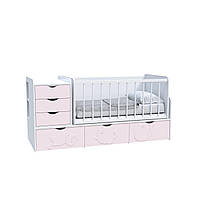 Ліжко дитяче Art In Head Binky ДС504А (3 в 1) 1732x950x732 аляска та рожевий (МДФ) + решітка біла (110210237)
