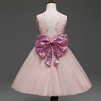 Детское нарядное платье с бантом и фатином, цвет розовый и белый