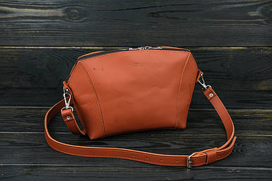 Жіноча шкіряна сумка Майя, натуральна шкіра Grand, колір коричневий, відтінок Коньяк