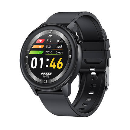 Розумний годинник Lemfo F81 Silicone з тонометром і пульсоксиметром (Midnight Black), фото 1