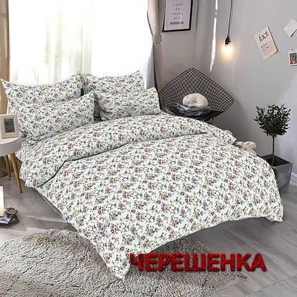 Тканина для постільної білизни Бязь "Gold" Lux GL7875violet (50м) дрібні фіолетові квіточки на молочному, фото 1