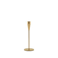 Підсвічник святковий REMY-DEСOR металевий Artdeco золотого кольору для тонкої свічки висота 22 см декор дому