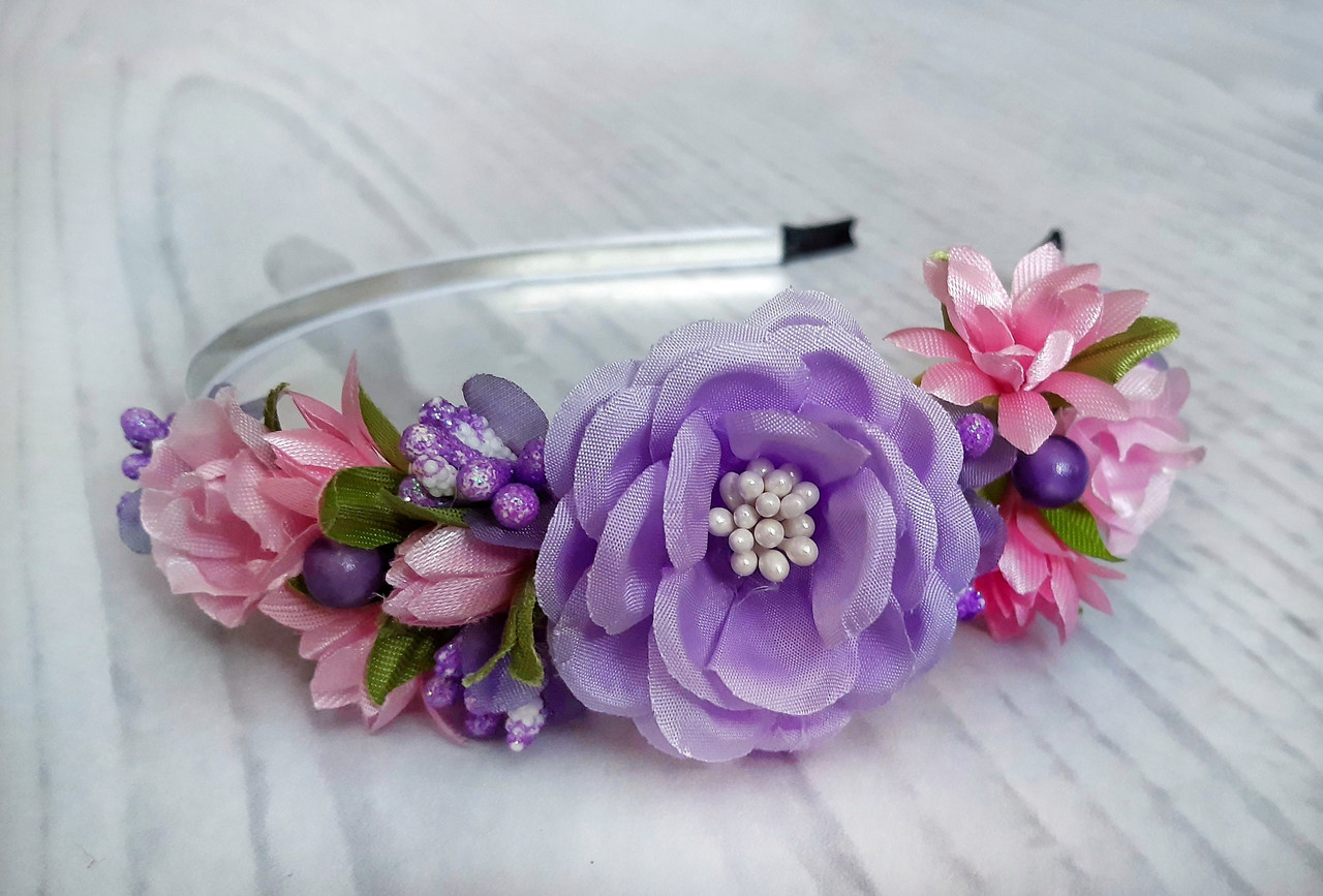 Обруч для волосся Боковинка фіолетово-рожевий, фото 1