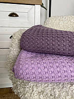Уютное покрывало на кровать лавандового цвета из хлопка (полуторный, 150*220 см)