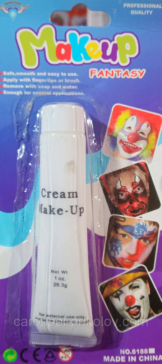 Грим-фарба для обличчя біла в тюбику, фото 1