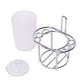 Стакан для зубних щіток 13*12*8см пластиковий з хромованою підставкою, фото 2