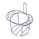 Стакан для зубних щіток 13*12*8см пластиковий з хромованою підставкою, фото 3