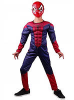 Детский карнавальный костюм Спайдермена Человек-паук с мышцами - комбинезон + маска на рост 115-135