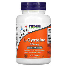 L-цистеїн NOW Foods "L-Cysteine" з вітамінами B6 і С, 500 мг (100 таблеток)