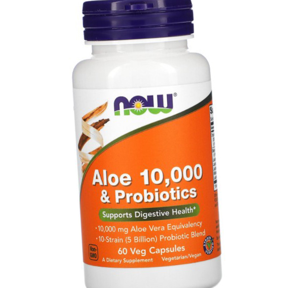 Пробіотик з алое віра NOW Aloe 10,000 Probiotics 60 капсул вег