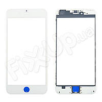 Стекло корпуса для iPhone 6 plus, цвет белый, с рамкой