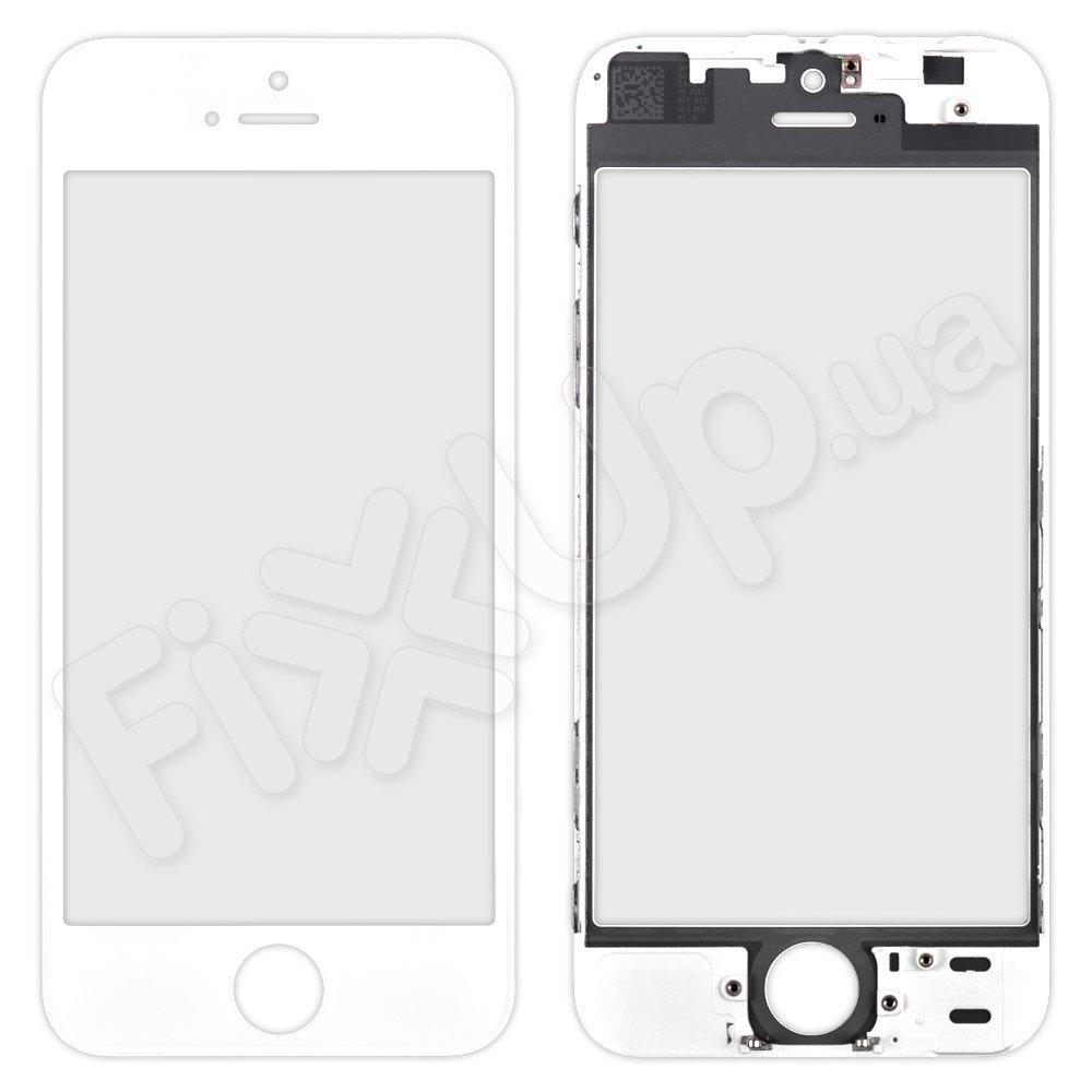 Скло корпусу для iPhone 5S, з рамкою, колір білий