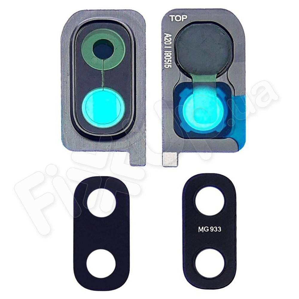 Скло камери для Samsung A205 Galaxy A20 2019, з рамкою, колір срібло