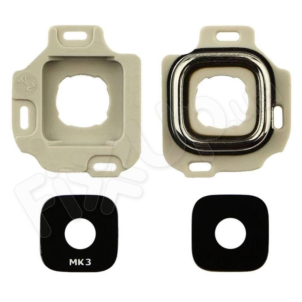 Скло камери для Samsung J320 Galaxy J3 2016, з рамкою, колір срібло