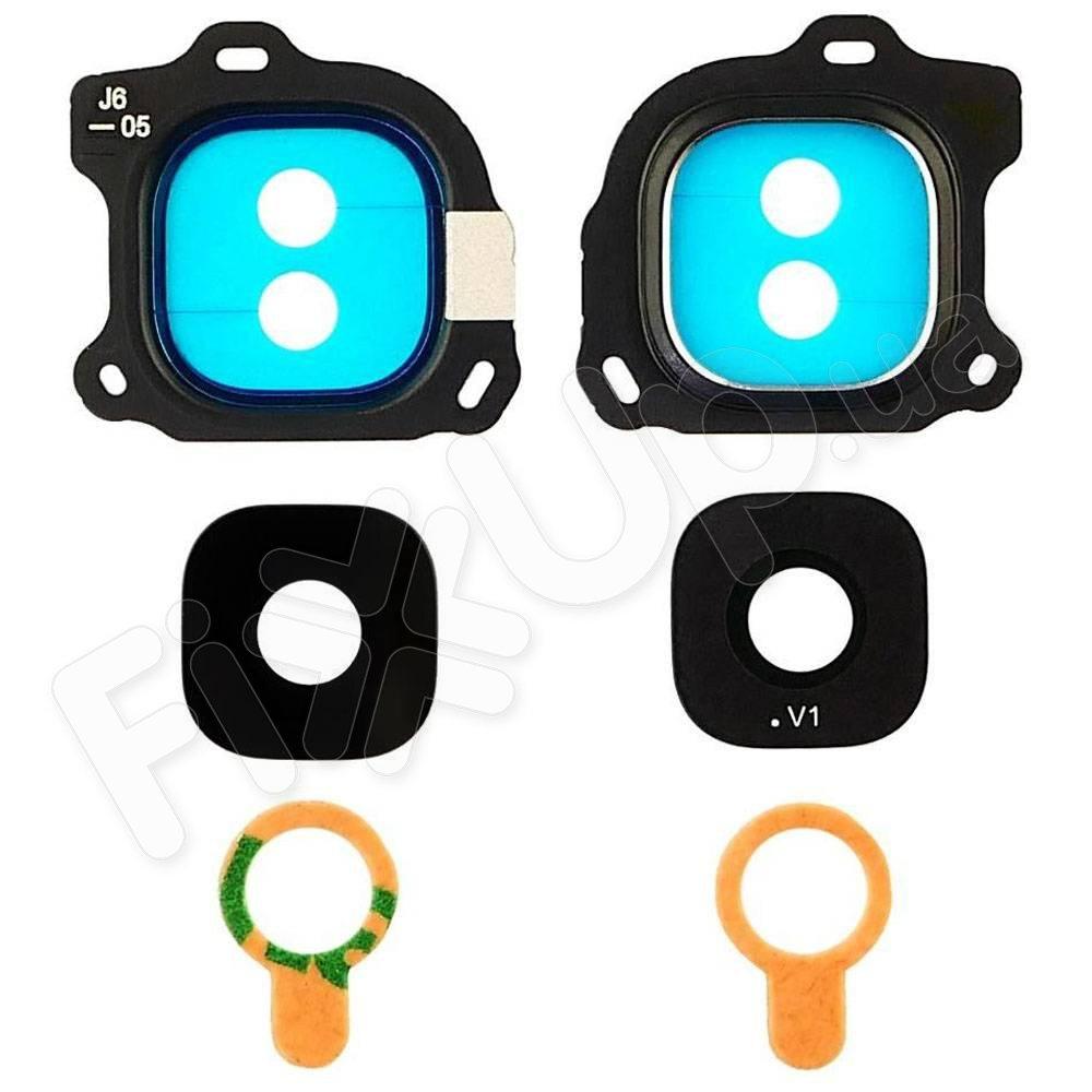 Скло камери для Samsung J600 Galaxy J6 2018, з рамкою, колір чорний