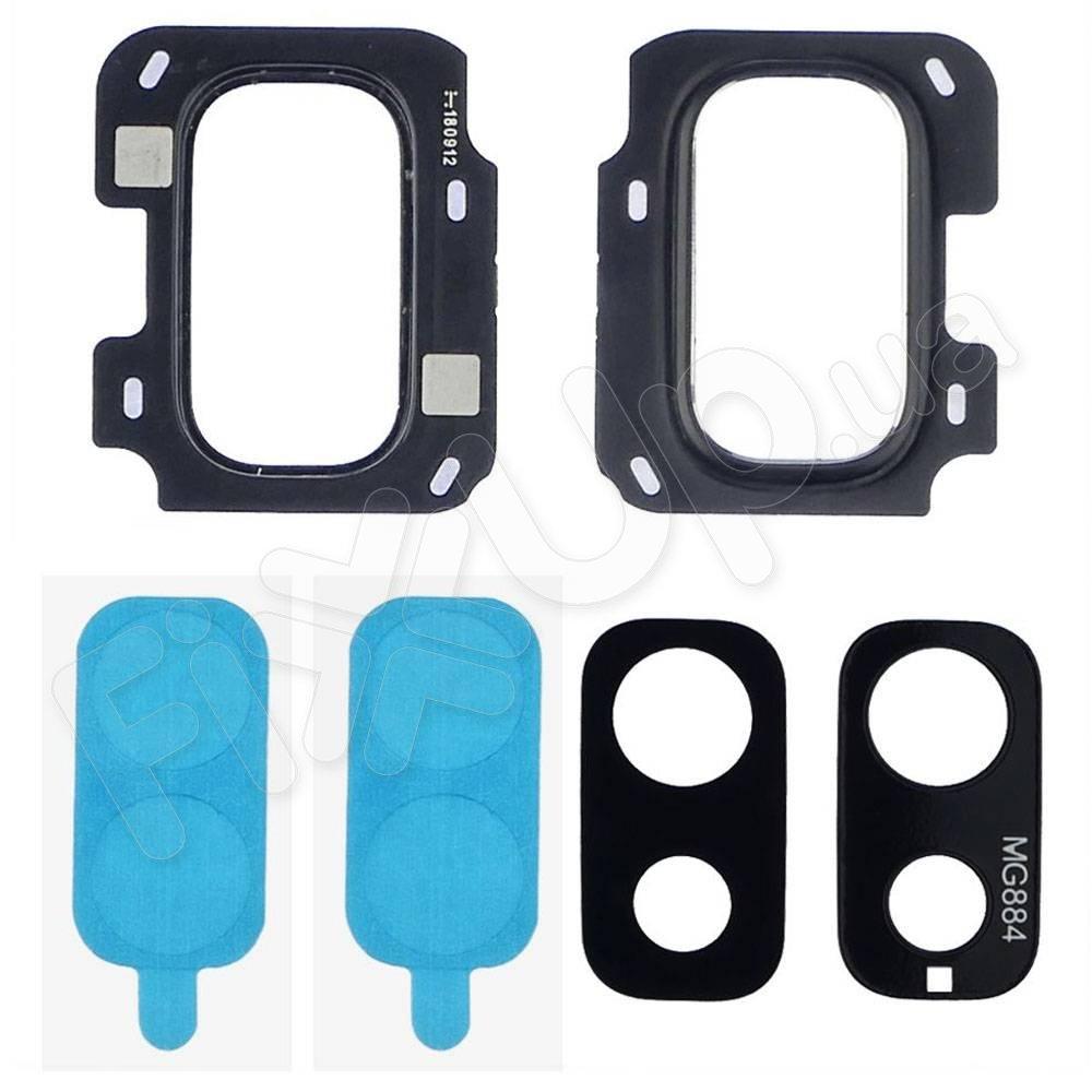 Скло камери для Samsung J810 Galaxy J8 2018, з рамкою, колір чорний