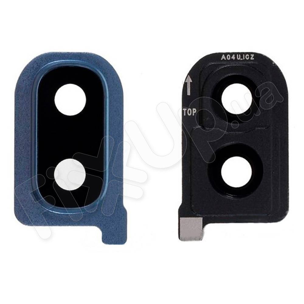 Скло камери для Samsung A405 Galaxy A40 2019, з рамкою, колір синій