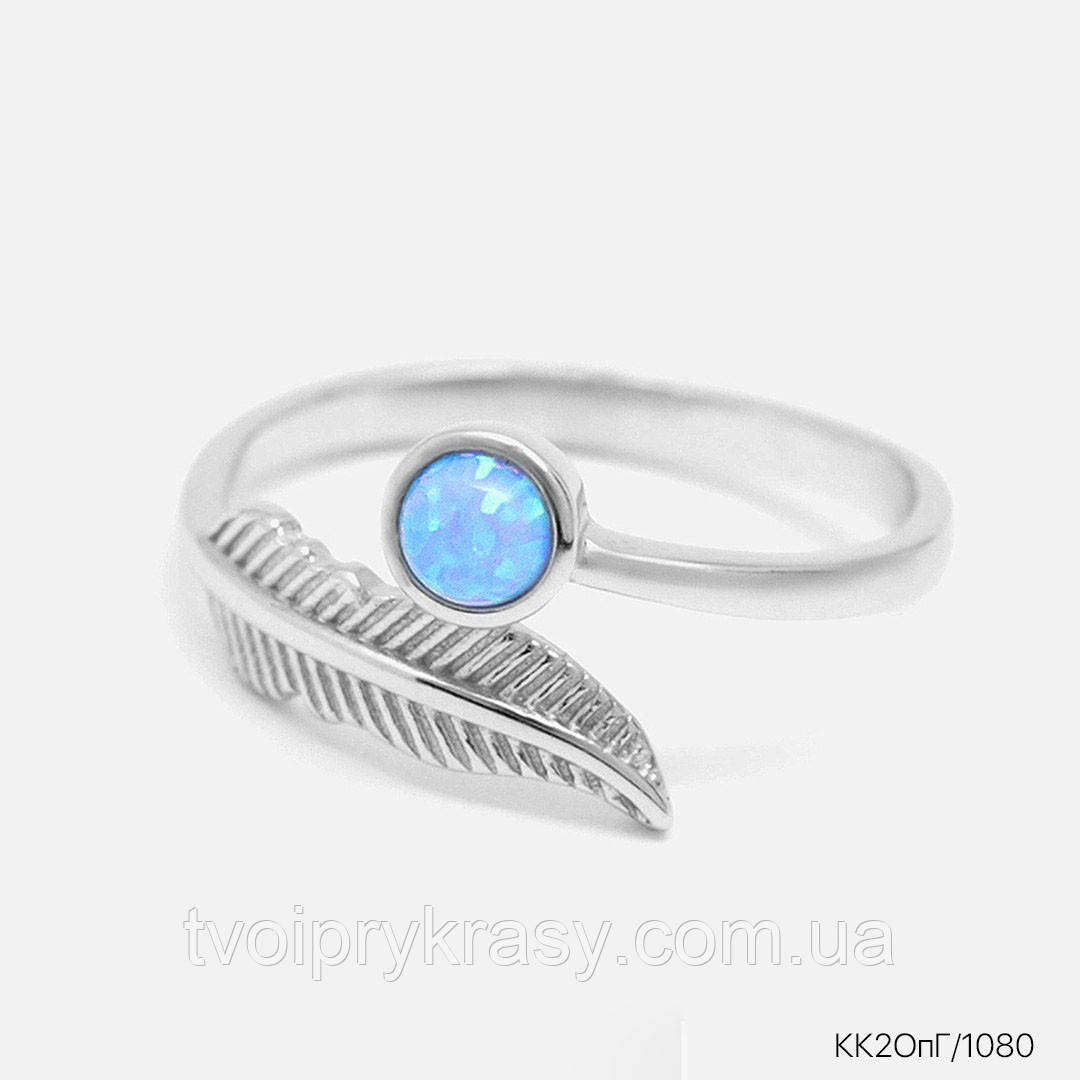 Срібна каблучка з натуральним блакитним опалом "Feather", фото 1