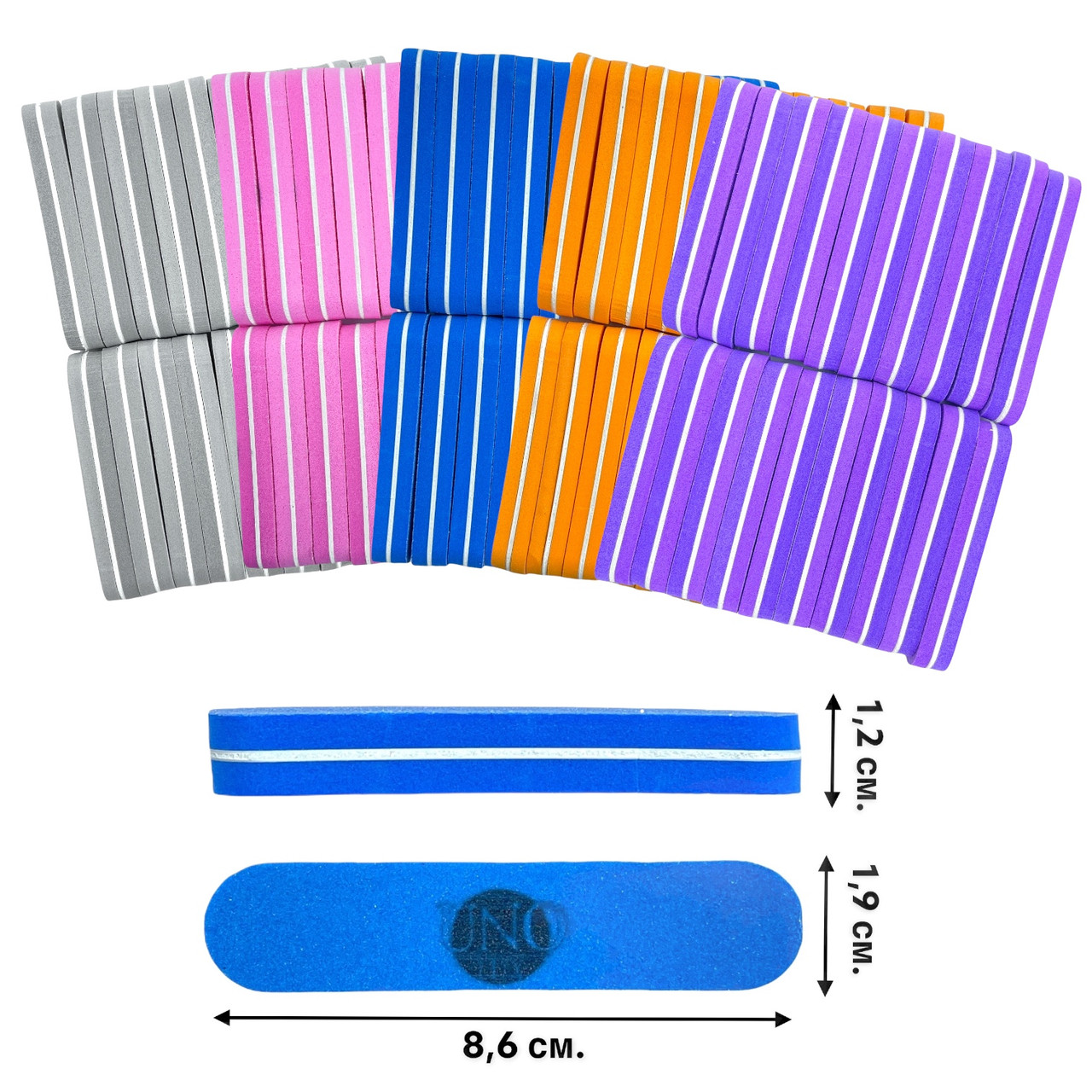 Набір універсальних одноразових міні бафів для шліфування нігтів (круглий прямокутник) 8,6 см., 20шт./уп.