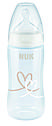 Пляшечка FirstChoice пластик 300 мл NUK / соска силіконова 0-6 місяців / температурний контроль Серця, фото 2