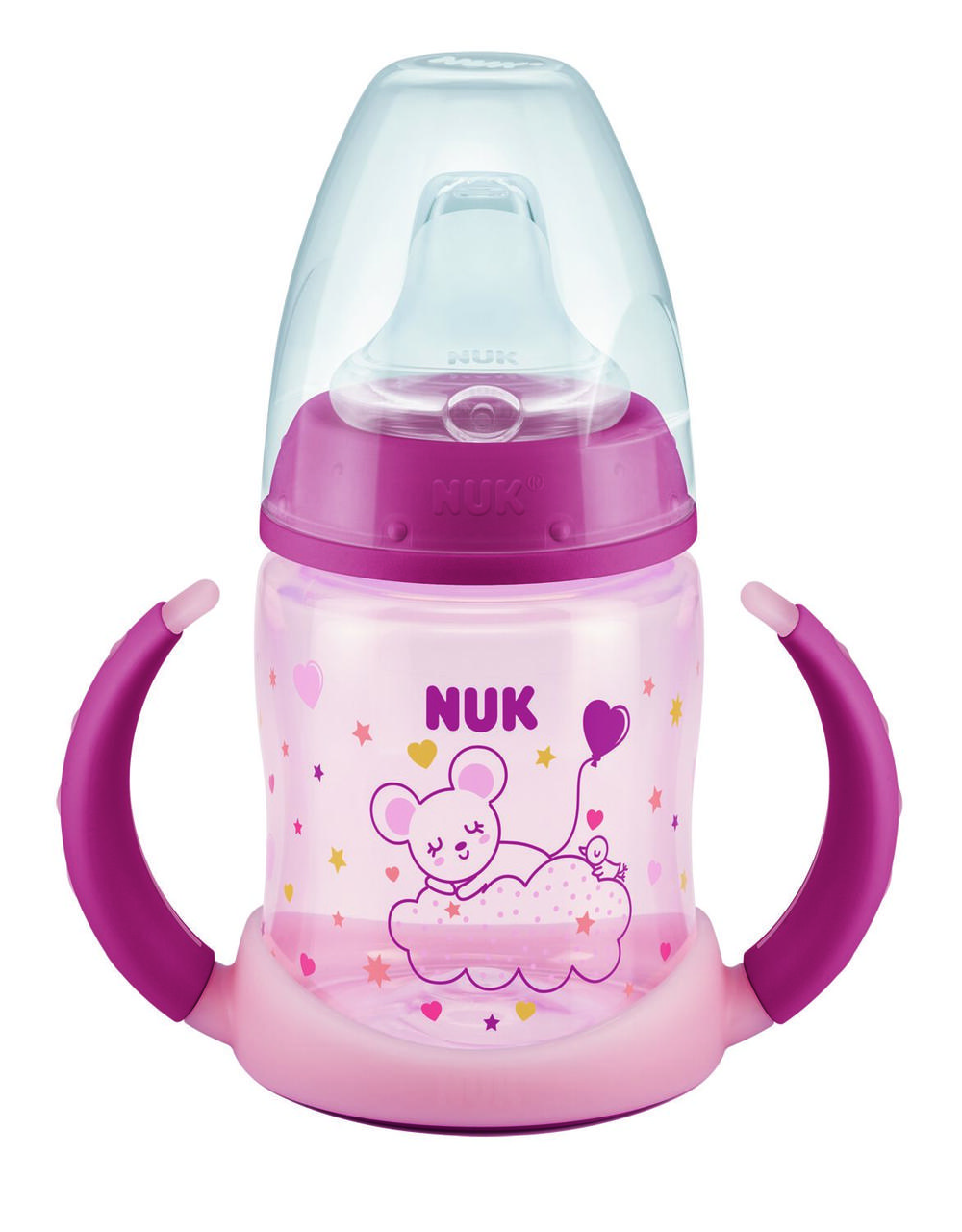 Пляшечка FirstChoice з ручкою пластик 150 мл NUK силіконова насадка Мишка, фото 1