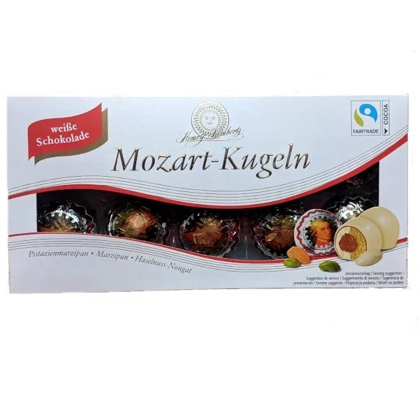 Цукерки Mozart-Kugeln Марципани в Білому Шоколаді White Chocolate Henry Lambertz 200 г Німеччина (опт 5 шт)