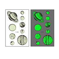 Люминесцентные Флеш тату. 12*8 см. Набор, Планеты, Космос, Галактики, EI-105 (S)