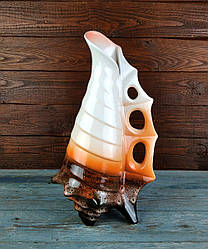 Ваза для квітів Мушля біло-помаранчева 35 см кераміка