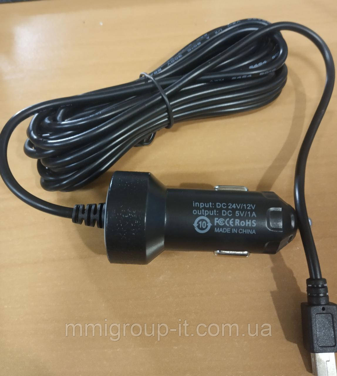 Автомобільний зарядний пристрій із кабелем 3,9 м mini USB