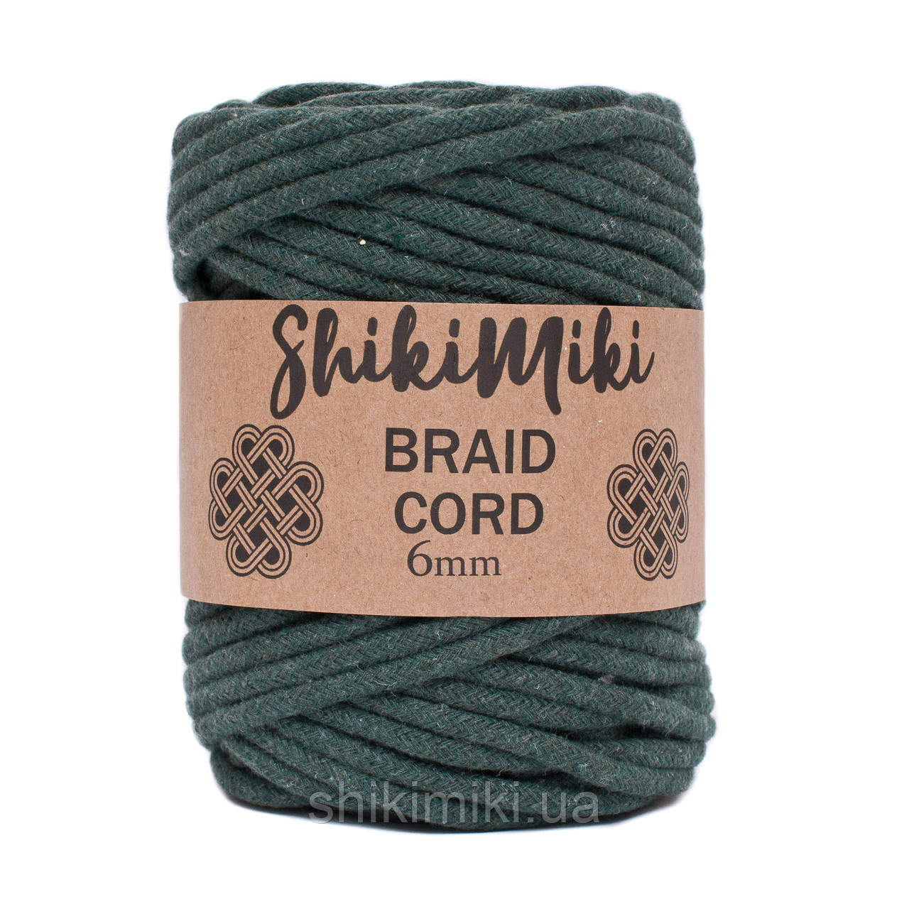 Трикотажний бавовняний шнур Shikimiki Braid Cord 6 мм, колір Темно-зелений