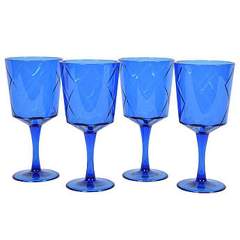 Набір темно-синіх келихів на ніжці з акрилового скла "Алмазні грані" Certified International, 4 шт.
