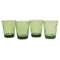 Набор зеленых стаканов акрилового стекла с рельефным узором "Алмазные грани" Certified International, 4 шт.