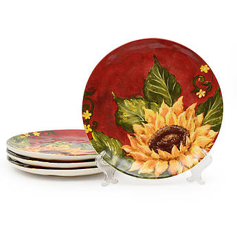 Набір керамічних десертних тарілок "Соняшники на заході сонця" Certified International, 4 шт.