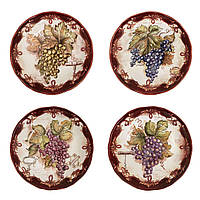 Набор из 4-х керамических тарелок для супа с рисунком винограда "Секреты виноделов" Certified Internation