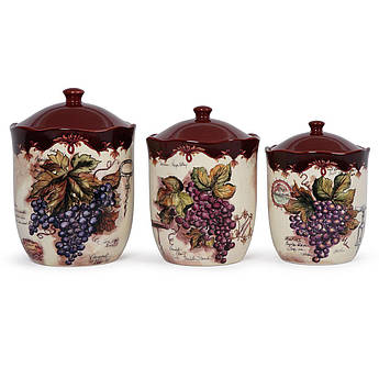 Ємності для зберігання з кераміки "Секрети виноробів" Certified International, 3 шт.
