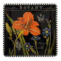 Блюдо сервірувальне чорного кольору із зображенням рослин "Квіткова рапсодія" Certified Internationa