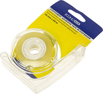 Диспенсер для клейкої стрічки "Economix" з клейкою стрічкою 18ммх30м прозорий №E40835(33)