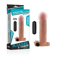 Насадка на член удлиняющая 20см многоразовый презерватив с вибропулей +3дюйма