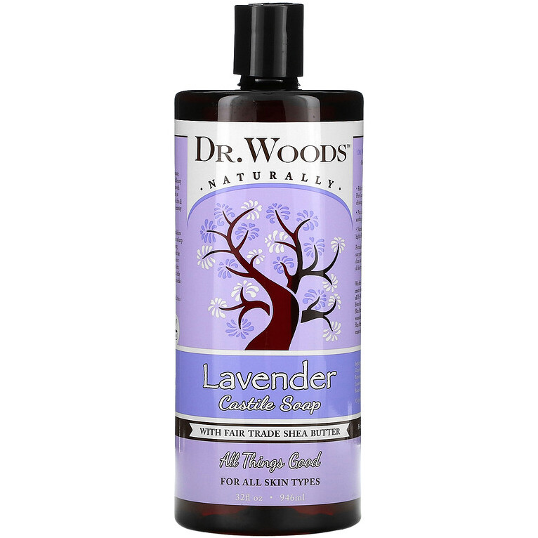 Лавандове кастильське мило Dr. Woods "Lavender Castile Soap" з олією ши (946 мл), фото 1
