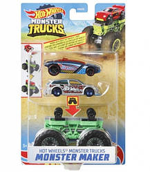 Hot Wheels Monster Trucks  Набір з 2 машинок Хот Вілс Творець монстрів серії Monster Trucks Maker  GWW13 зелена