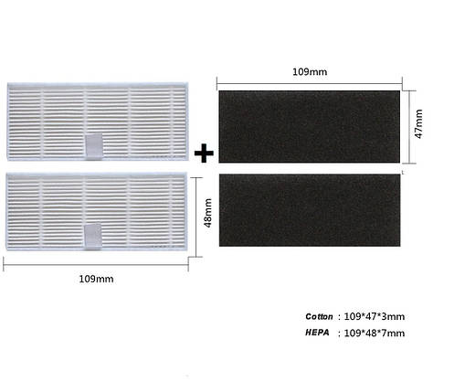 Фільтр для робота-пилососа Xiaomi Viomi S9 S9 UV (V-RVCLMD28A), Proscenic (M7 M7Max Pro M8), Lenovo T1, 2 шт, фото 2