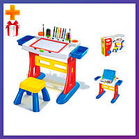 Дитячий стіл мольберт трансформер для малювання HM1102A зі стільчиком на ніжках + Подарунок