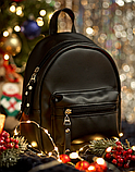 Жіночий повсякденний водовідштовхувальний рюкзак, мелодійний рюкзак зі штучної шкіри, чорний, фото 6