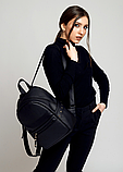 Модний жіночий рюкзак міні з штучної шкіри, чорний, фото 3